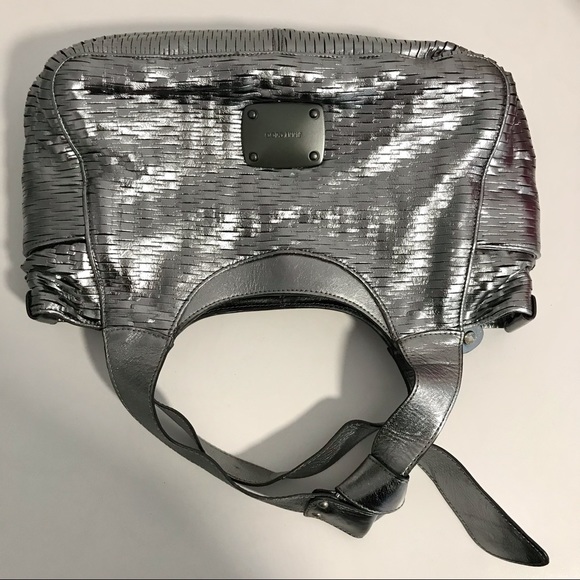 Authentic ⭐️ JIMMY CHOO ⭐️ Woman’s Silver / Metallic Leather Hobo Shoulder Bag - Picture 8 of 17